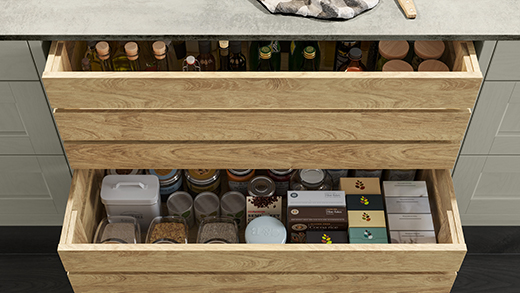 Kitchen island storage - crate drawers