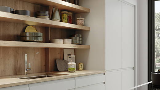 Modern kitchen open shelving