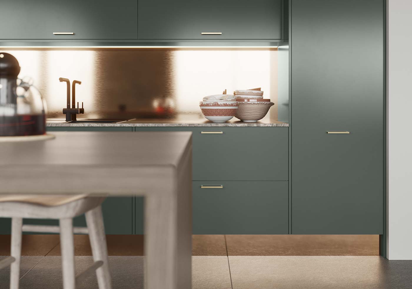 Sutton dark green modern kitchen