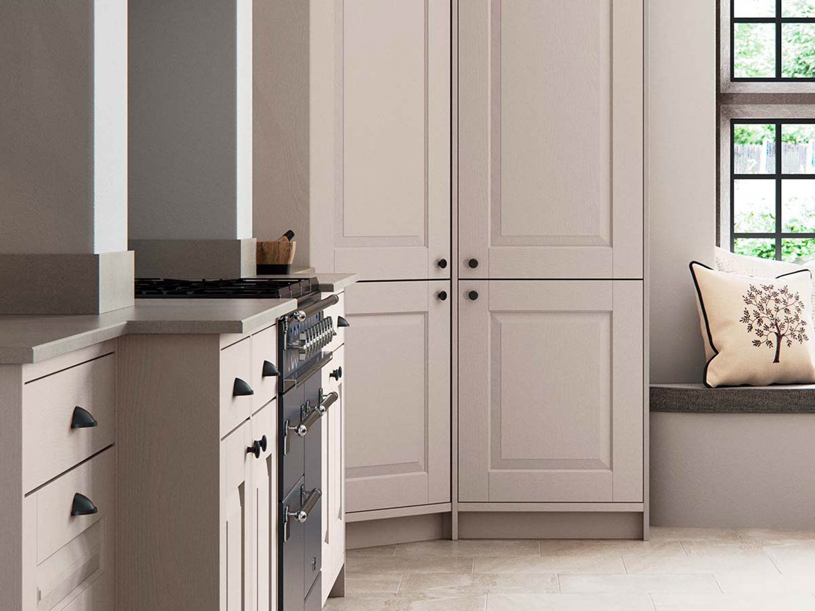 A corner pantry for kitchens characterised by a classic kitchen design