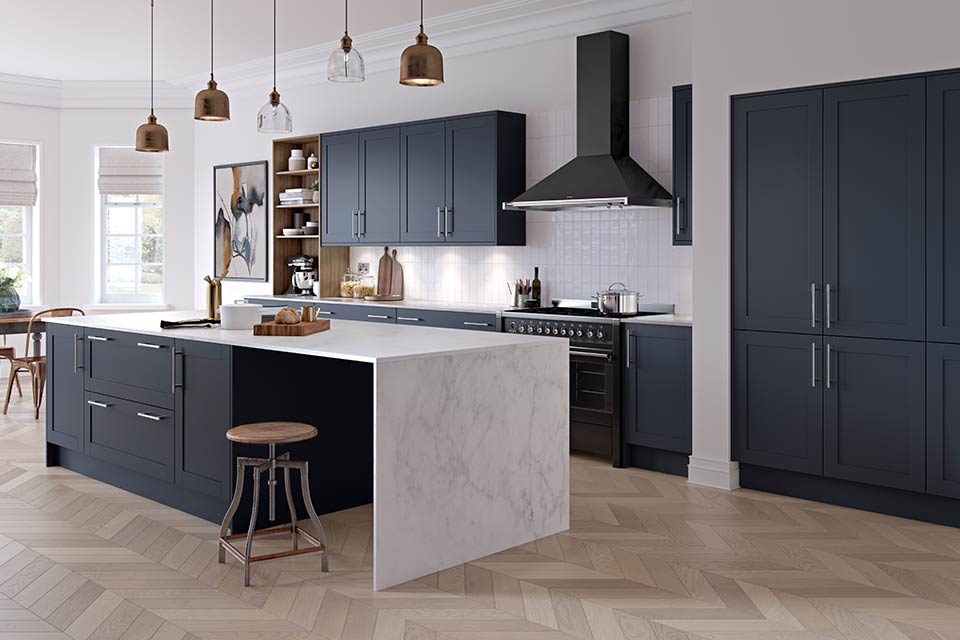 Dark blue kitchen