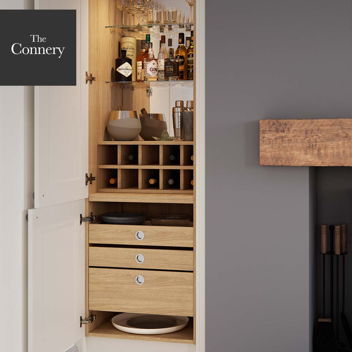 The Connery Cocktail Cabinet in Anthracite Linen